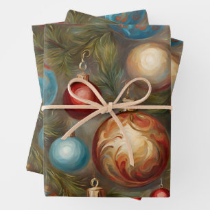 Hoja De Papel De Regalo Ornamentos navideños victorianos en árbol de Navid