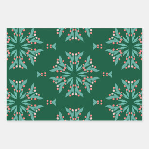 Hoja De Papel De Regalo Ornamentos originales de copos de nieve de bayas r