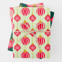 Ornamentos retro rosa rojo y verde