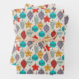 Hoja De Papel De Regalo Ornamentos Vintage de Navidad