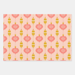 Hoja De Papel De Regalo Ornamentos y cuentas Envoltura de regalo rosa 3 pa