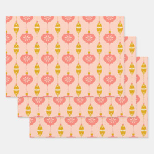 Hoja De Papel De Regalo Ornamentos y cuentas Envoltura de regalo rosa 3 pa