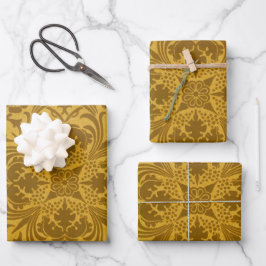 Hoja De Papel De Regalo Ornate gold floral pattern with symmetrical