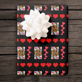 Hoja De Papel De Regalo Ornate Heart Queen Jugando Tarjeta Corazón Rojo Br