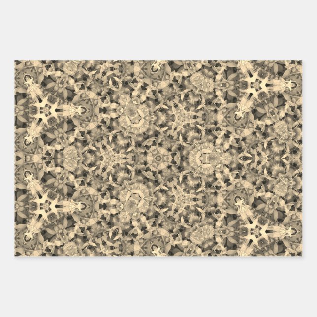 Hoja De Papel De Regalo Oro boho y gris (Anverso)