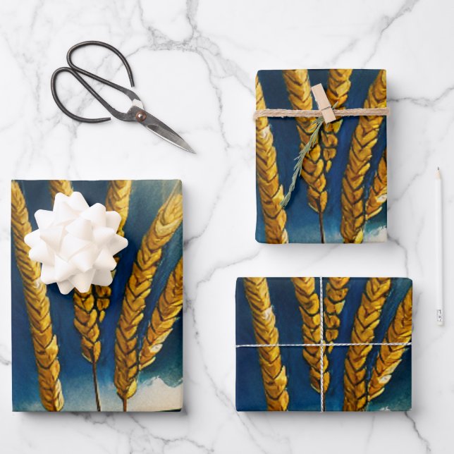 Hoja De Papel De Regalo Oro de la cosecha de otoño (Anverso)