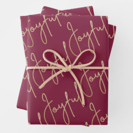 Hoja De Papel De Regalo Oro JOYFUL en Cranberry