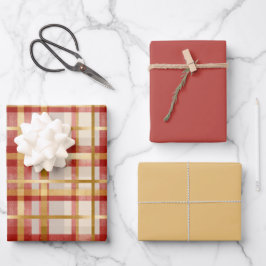 Hoja De Papel De Regalo Oro Navidades rojos colocados