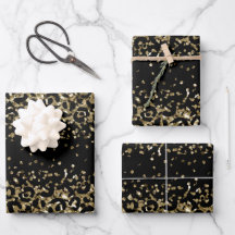 Oro Negro Leopardo Estampado Brillo Glam