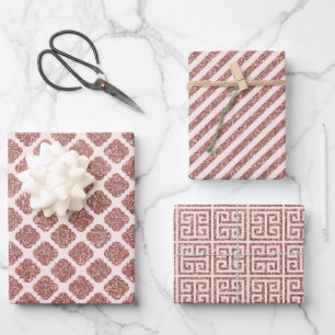 Hoja De Papel De Regalo Oro Rosa Purpurinoso