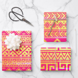 Hoja De Papel De Regalo Oro rosa tribal geométrico