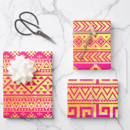 Hoja De Papel De Regalo Oro rosa tribal geométrico