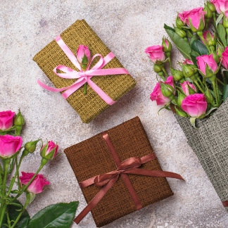 Hoja De Papel De Regalo Oro rústico, chocolate y taúpe realistas