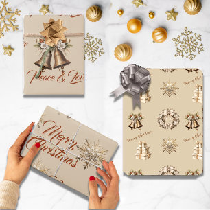 Hoja De Papel De Regalo Oro tradicional navideño navideño