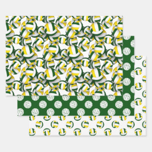 Hoja De Papel De Regalo oro verde 3 piezas de voleibol de coordinación