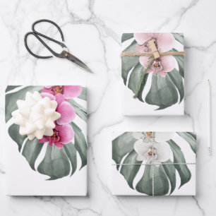 Hoja De Papel De Regalo Orquídeas de acuarela tropical exótica