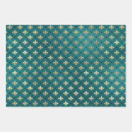 Hoja De Papel De Regalo Óscar medieval Amor Verde azulado Patrón elegante