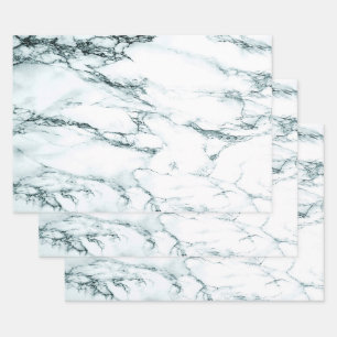 Hoja De Papel De Regalo Oscuro aspecto de mármol de la vena turquesa