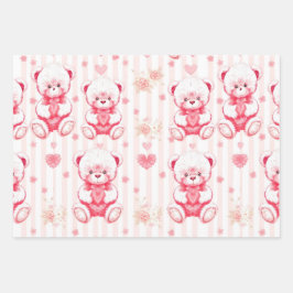 Hoja De Papel De Regalo Ositos de peluche lindos que sostienen corazones