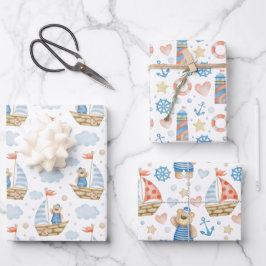 Hoja De Papel De Regalo Oso acuático náutico