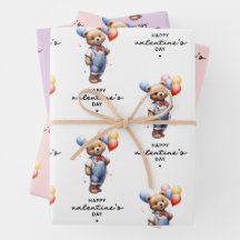 Oso De Acuarela Día de San Valentín Cuto Con Globo