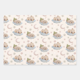 Hoja De Papel De Regalo Oso de peluche con estrellas y luna