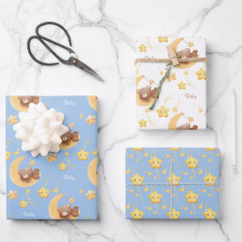 Hoja De Papel De Regalo Oso de peluche personalizado Baby Shower Luna