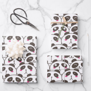 Hoja De Papel De Regalo Oso Panda Divertido Garabato