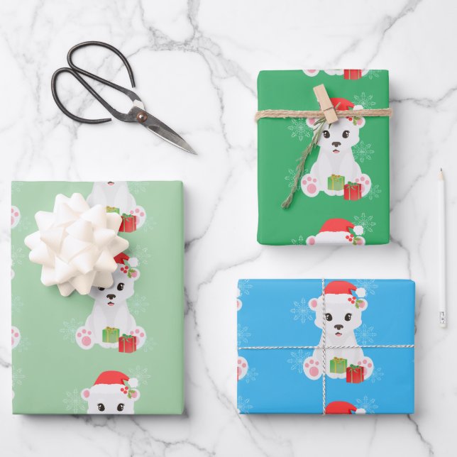 Hoja De Papel De Regalo Oso polar navidades (Anverso)