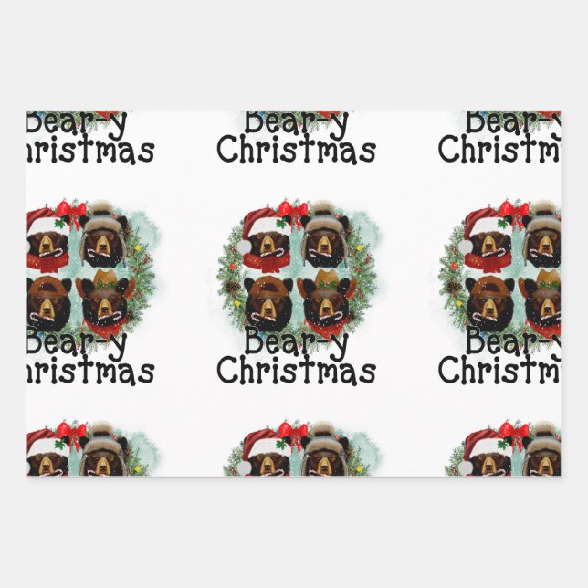 Hoja De Papel De Regalo Osos Cubiertos En Gorras (Anverso 3)