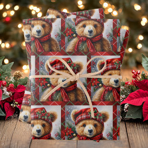 Hoja De Papel De Regalo Osos de peluche en 3 Navidades