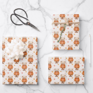 Hoja De Papel De Regalo Osos de peluche en sudores Naranjas