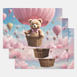Hoja De Papel De Regalo Osos de peluche y globos de aire caliente