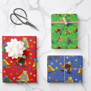 Hoja De Papel De Regalo Osos en luchador vestimenta de luchador mexicano