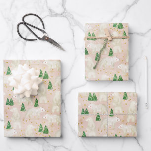 Hoja De Papel De Regalo Osos polares de Navidades cortos en bosque everver