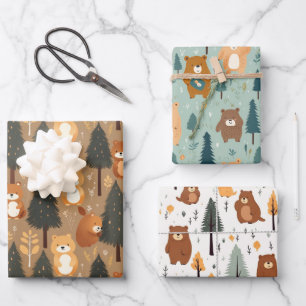 Hoja De Papel De Regalo Osos silvestres de Woodland