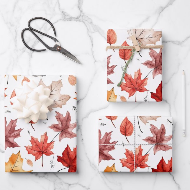 Hoja De Papel De Regalo Otoño Cae Deja El Patrón De Boho Marrón Terracotta (Anverso)