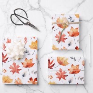 Hoja De Papel De Regalo Otoño Cae Deja El Patrón De Boho Marrón Terracotta