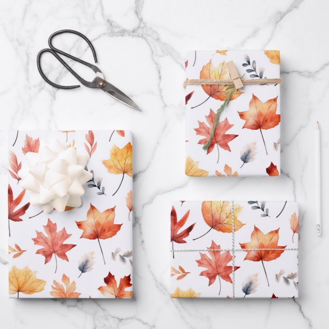 Hoja De Papel De Regalo Otoño Cae Deja El Patrón De Boho Marrón Terracotta (Anverso)