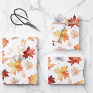 Hoja De Papel De Regalo Otoño Cae Deja El Patrón De Boho Marrón Terracotta