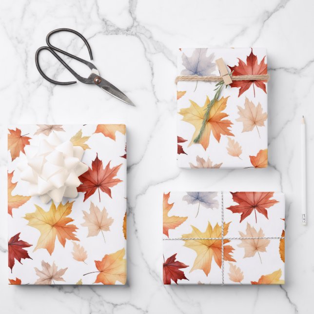 Hoja De Papel De Regalo Otoño Cae Deja El Patrón De Boho Marrón Terracotta (Anverso)