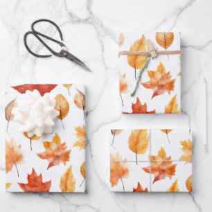 Hoja De Papel De Regalo Otoño Cae Deja El Patrón De Boho Marrón Terracotta