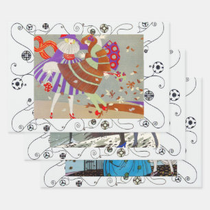 Hoja De Papel De Regalo Otoño, invierno primavera Art Deco Mujer Belleza M
