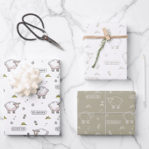 Hoja De Papel De Regalo Oveja gris Eid Mubarak Niños