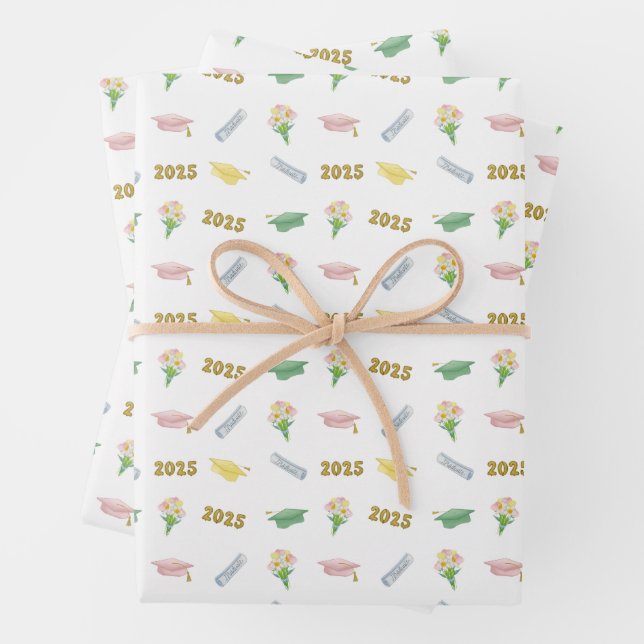 Hoja De Papel De Regalo Pac de graduación y Pastel de globos 2025 (In situ)