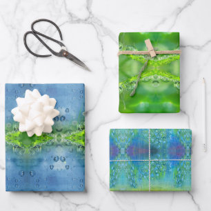 Hoja De Papel De Regalo Pacífico, Irisado, Mosaico de la Naturaleza