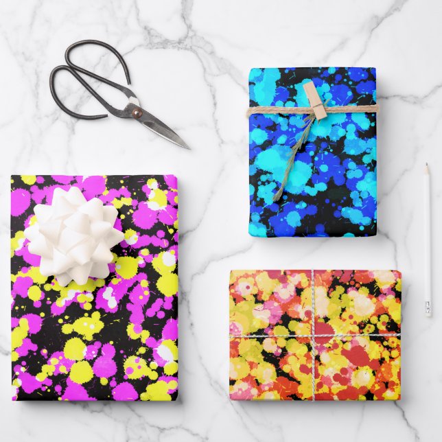 Hoja De Papel De Regalo Paint Bright Splateado (Anverso)