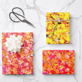 Hoja De Papel De Regalo Paint dorado rojo salpicado