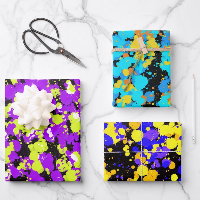 Hoja De Papel De Regalo Paint salpicado (Anverso)