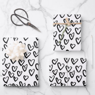 Hoja De Papel De Regalo Paint Stroke Heart Pattern